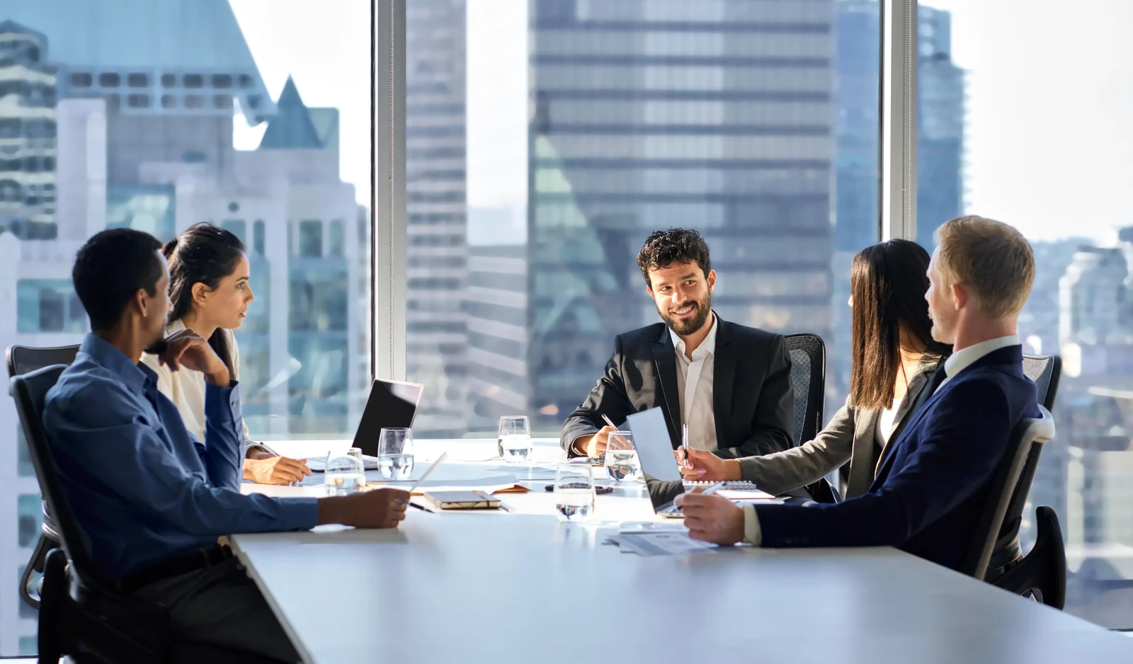 A financial-services working environment of the kind disclosure content is produced in